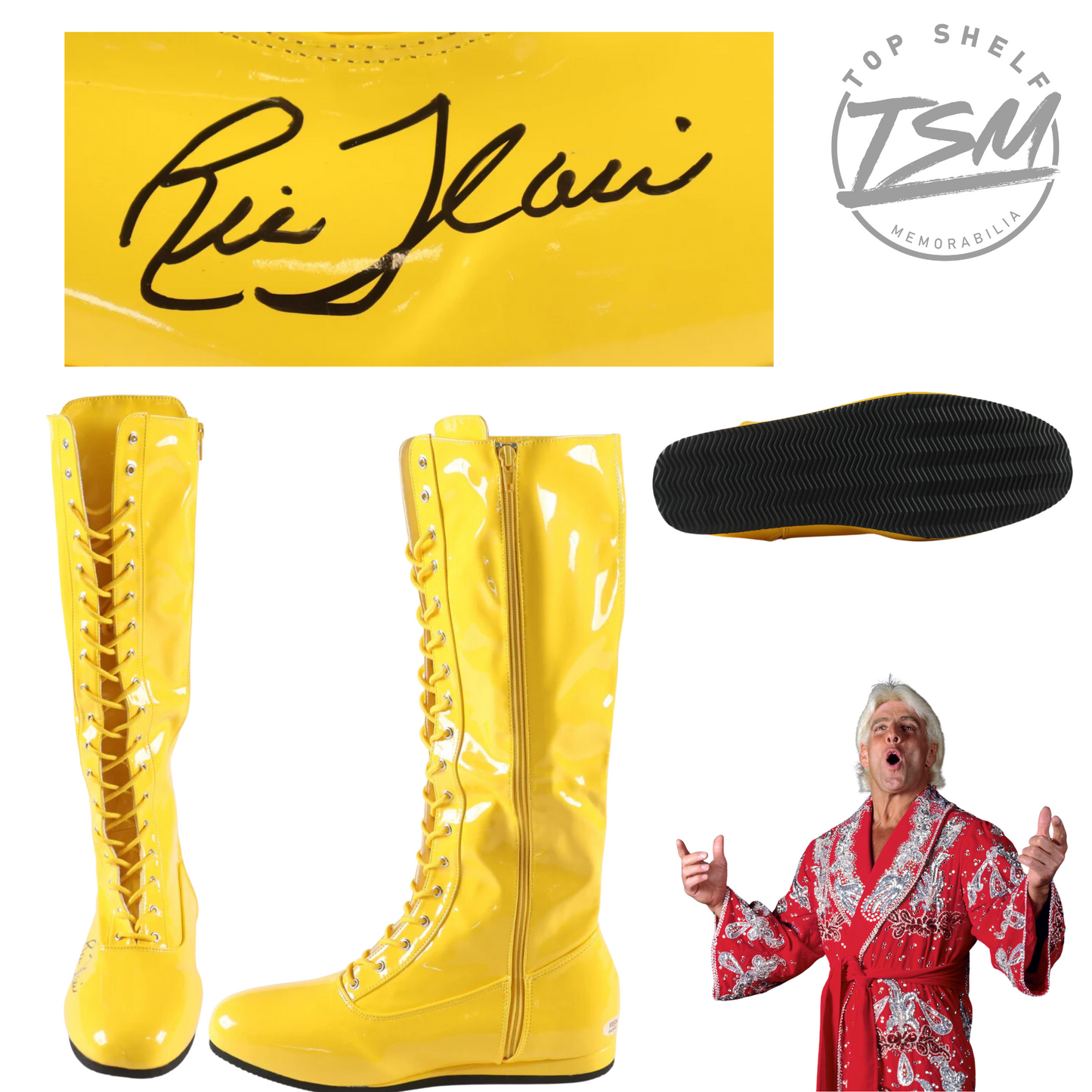 Ric Flair Signed Wrestling Boot (PSA) - Yellow – Top Shelf Memorabilia